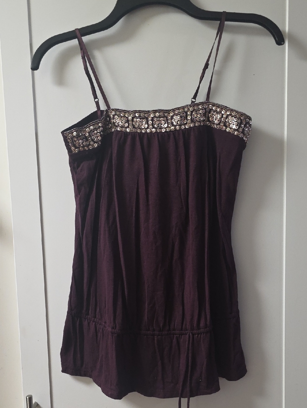 Xhilaration Plum Spaghetti Strap Camisole with Sequin Trim Size S